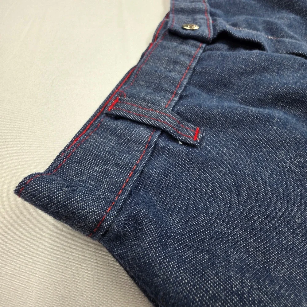 Vintage JC Penney Roller Disco Denim Jeans Dark Wash Red Stitching Girls 14